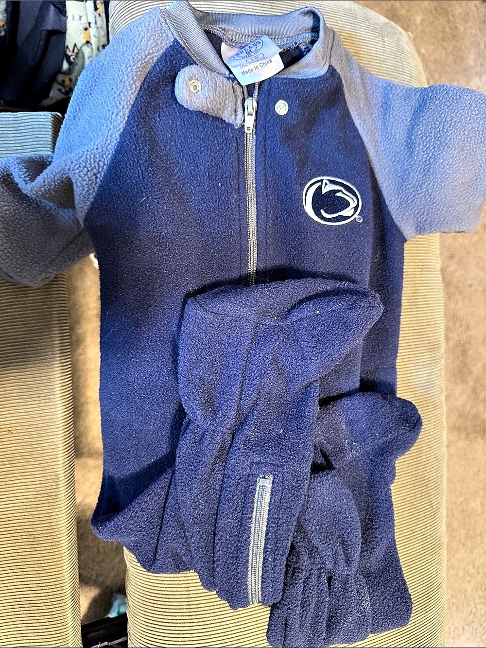 Rivalry Threads Penn State Nittany Lions Fleece Footed Coverall Vest Blue & Gray